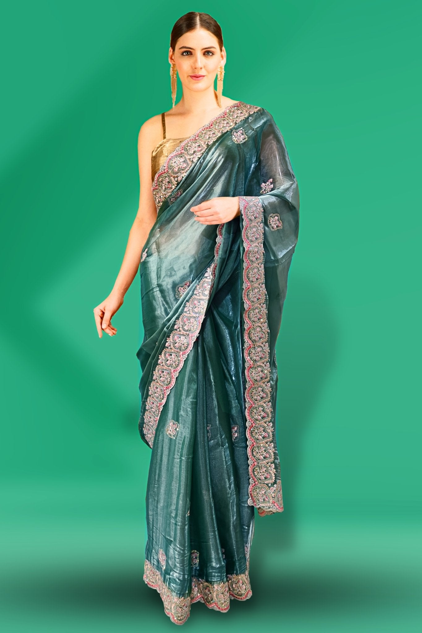 Chettinad hotsell Saree with unstitched Contrast blouse - Saree available in 4 Colors (Purple, Olive green, Green)