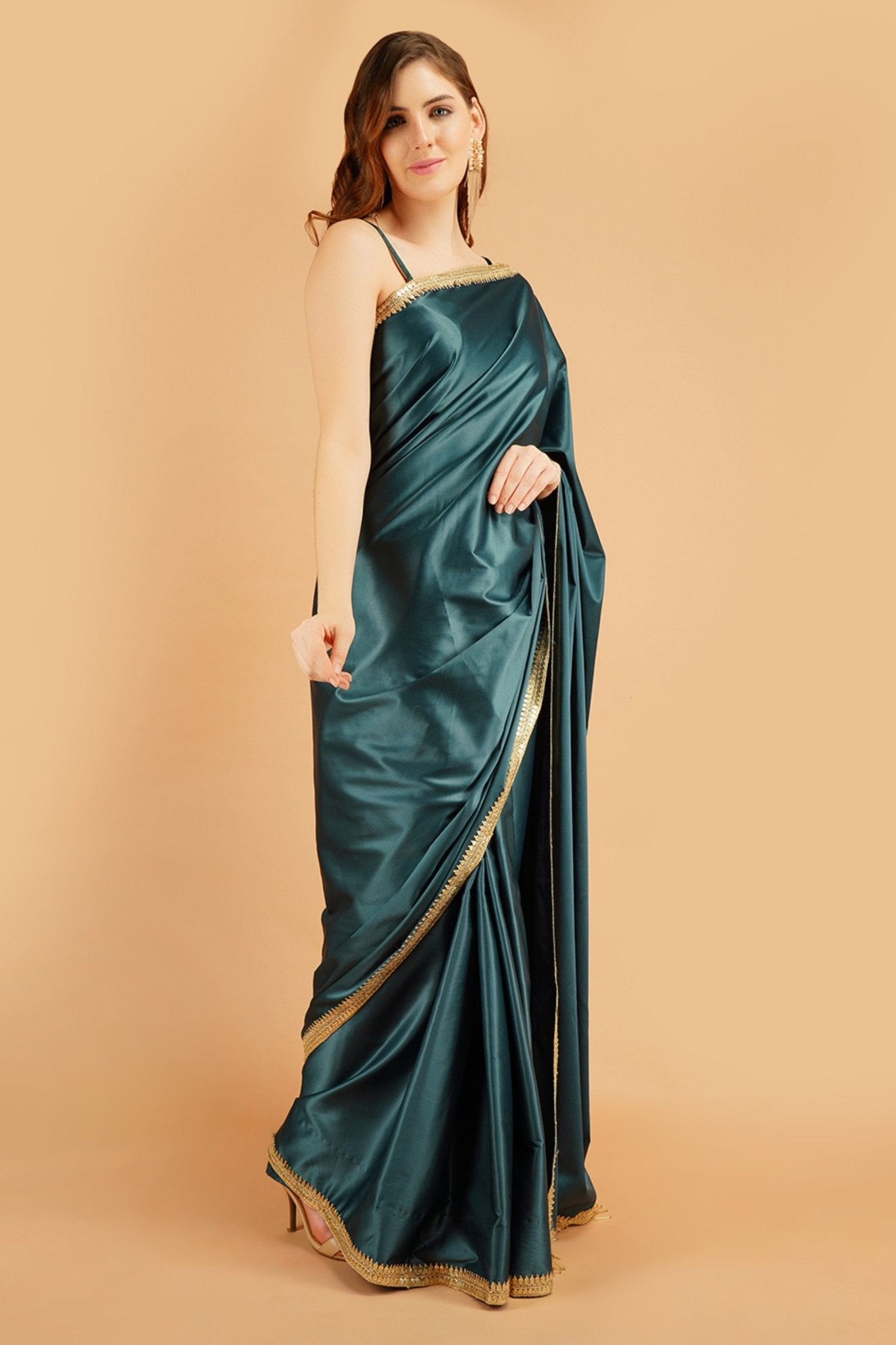 Designer satin saree with soft touch for parties top