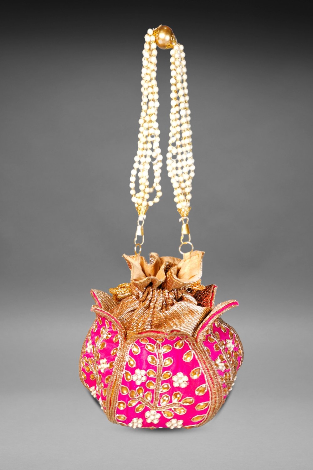 pink lotus potli bag