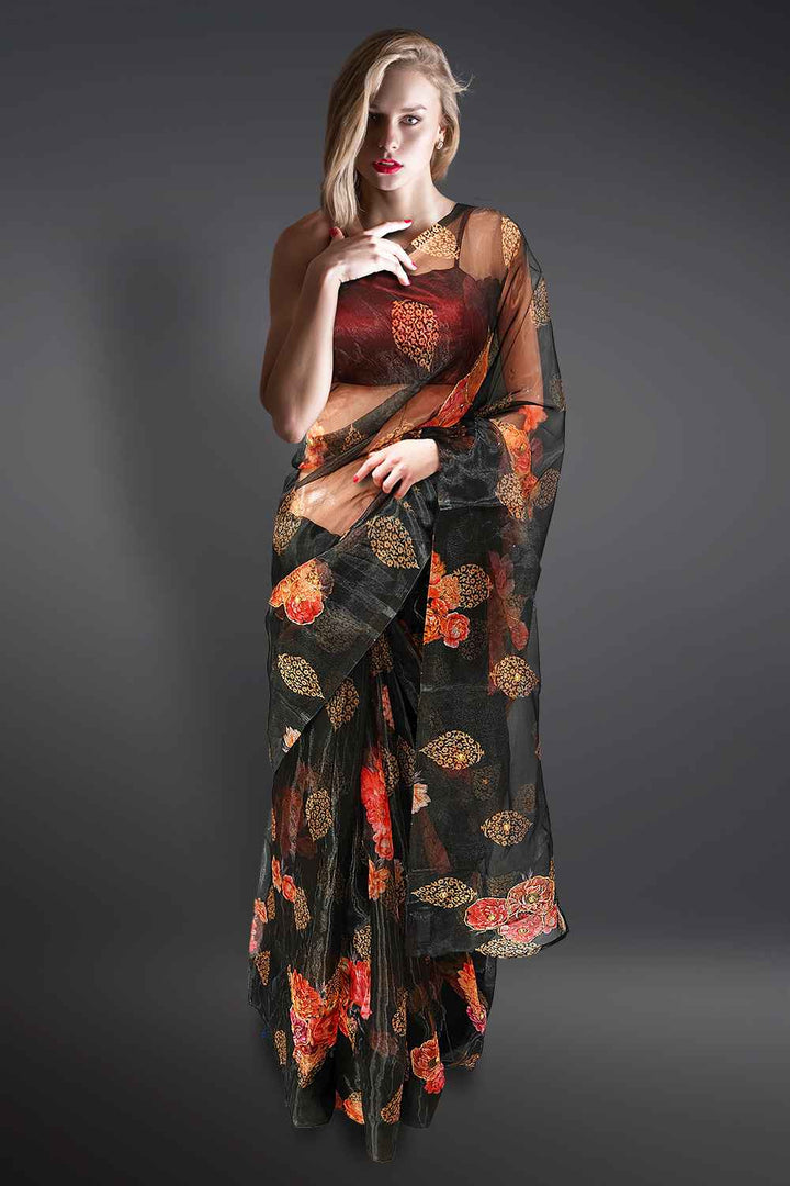 Black Organza Saree