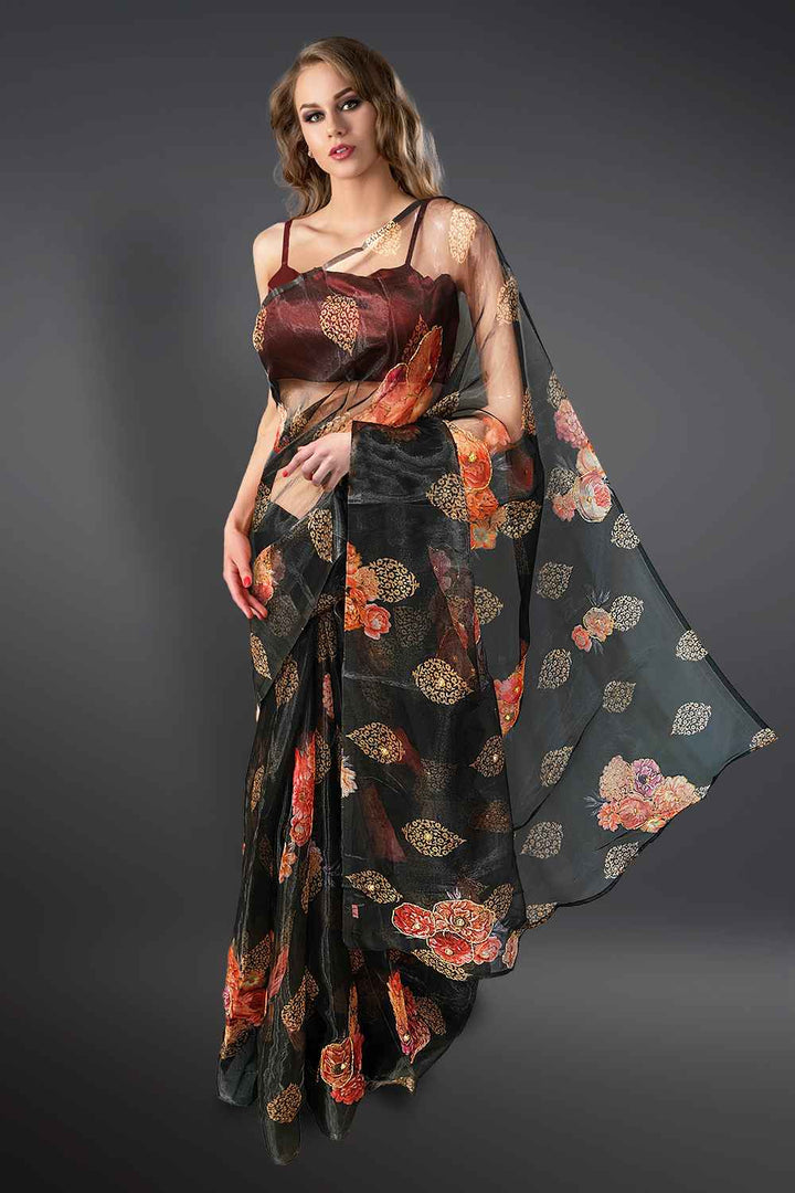 Black Organza Saree