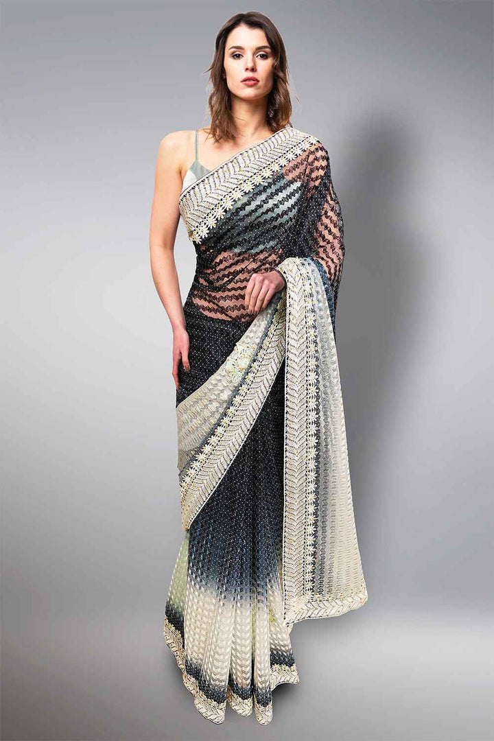 Black Stone Work Saree