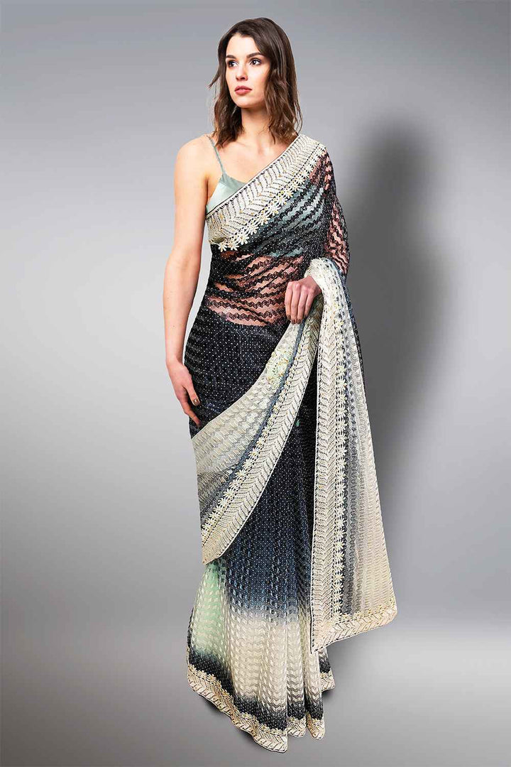 Black Stone Work Saree