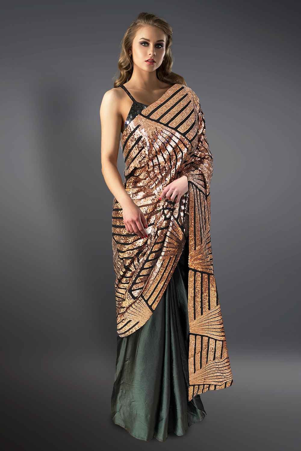 Black and Gold Saree