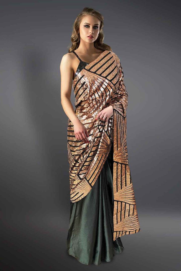 Black and Gold Saree