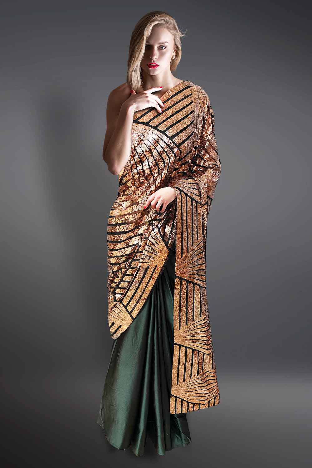 Black and Gold Saree