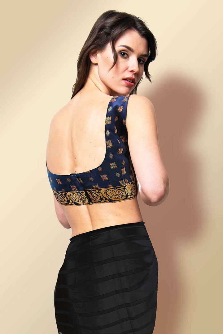 Blue Cotton Silk Blouse