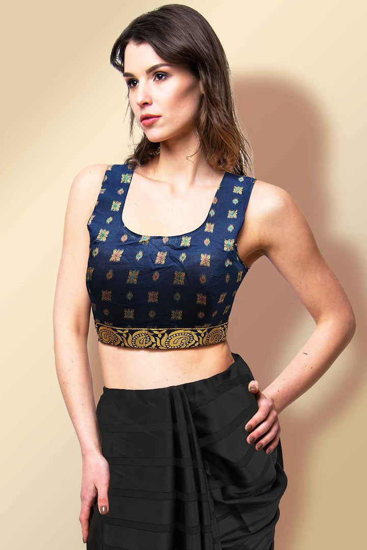 Blue Cotton Silk Blouse