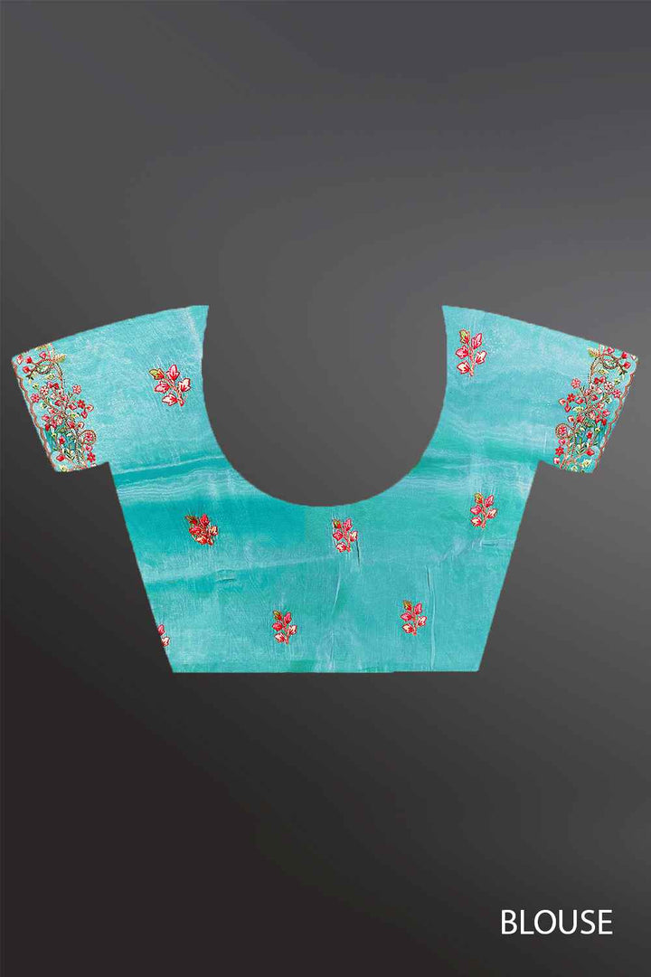 Blue Embroidered Saree