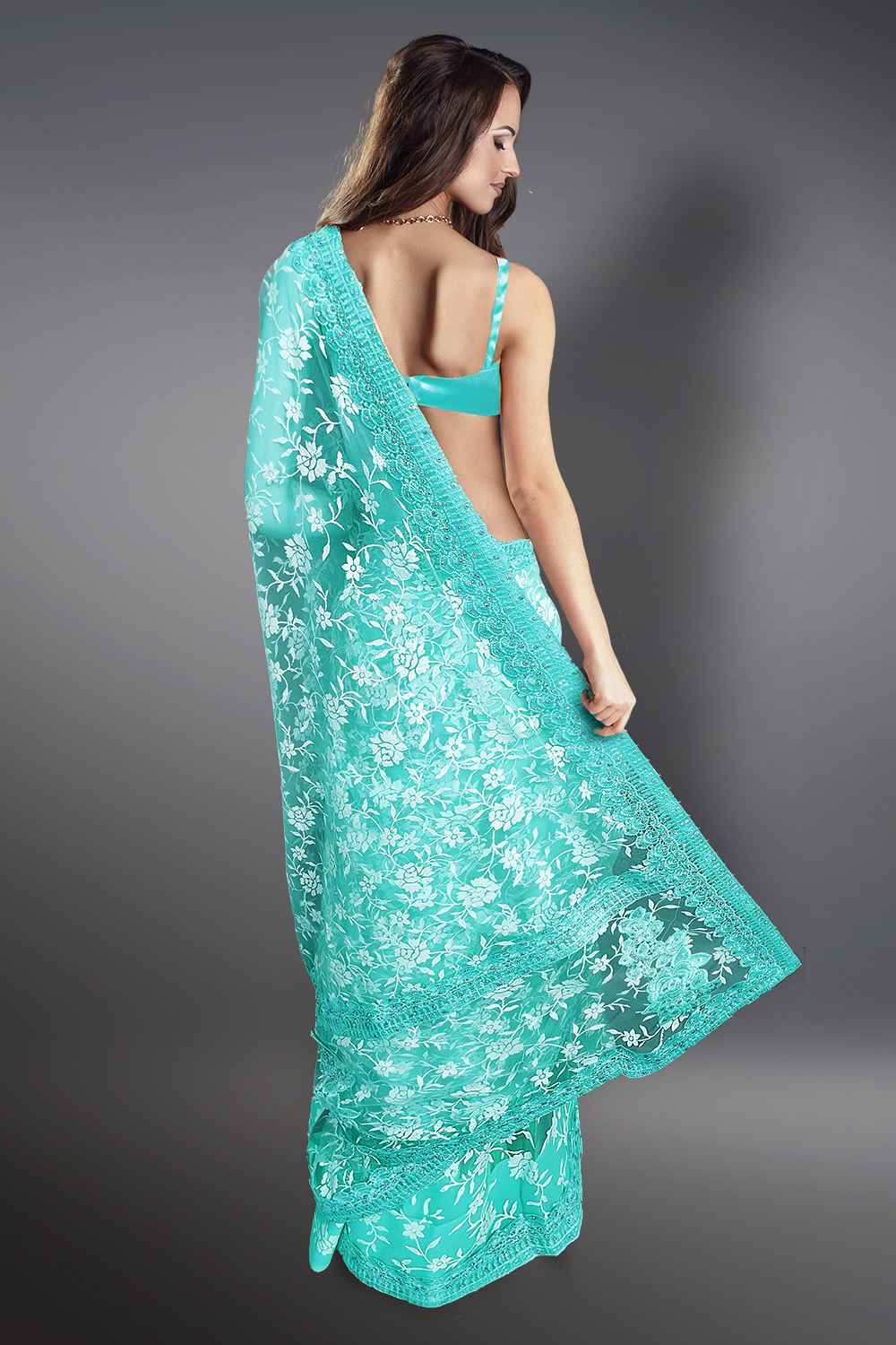 Blue Floral Saree