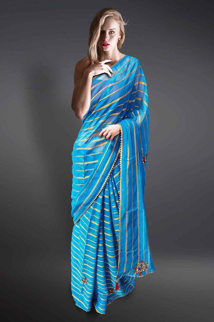 Blue Gota Patti Saree