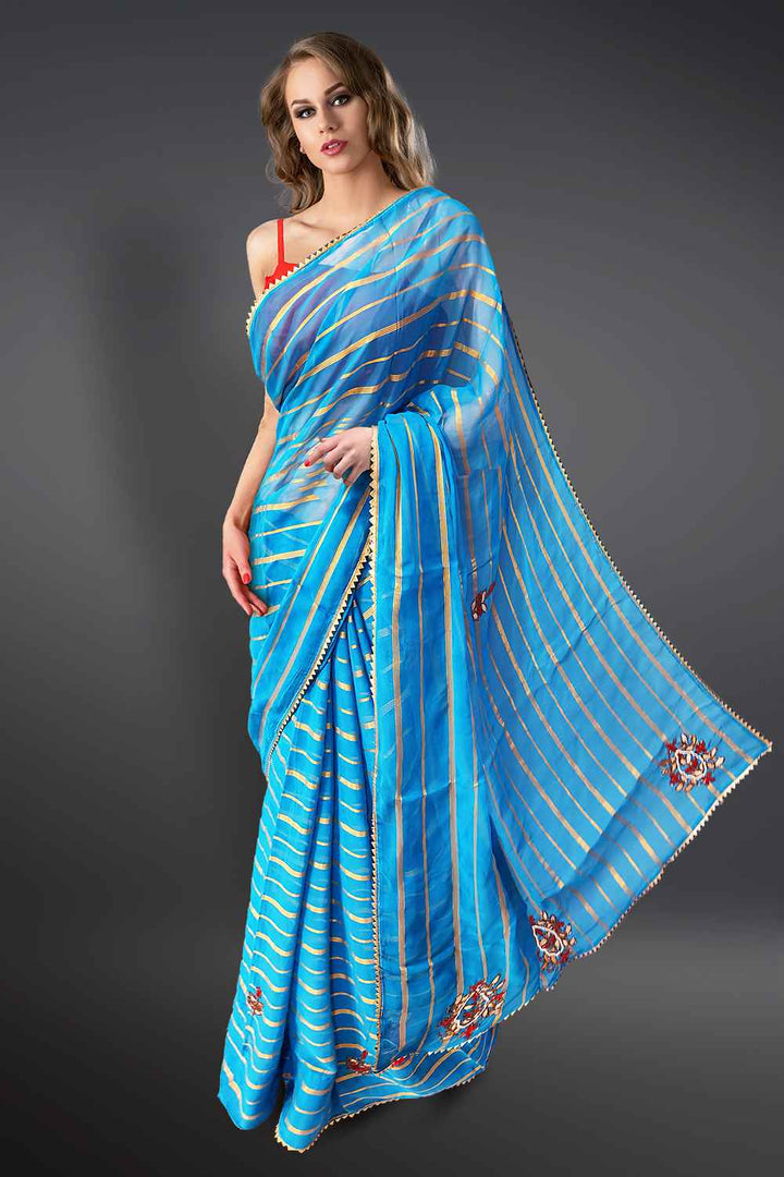 Blue Gota Patti Saree