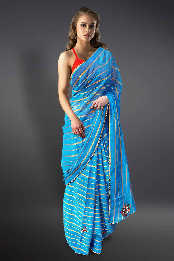 Blue Gota Patti Saree