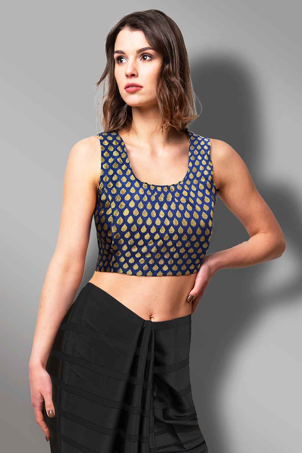 Blue Sleeveless Blouse