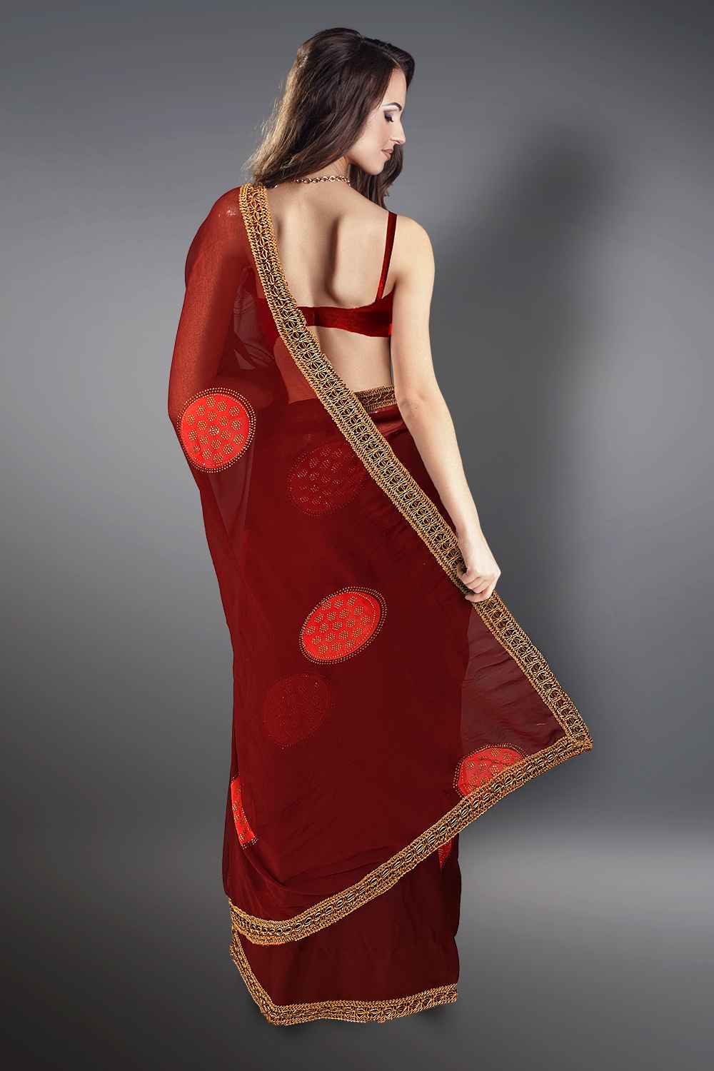 Brown Georgette Saree