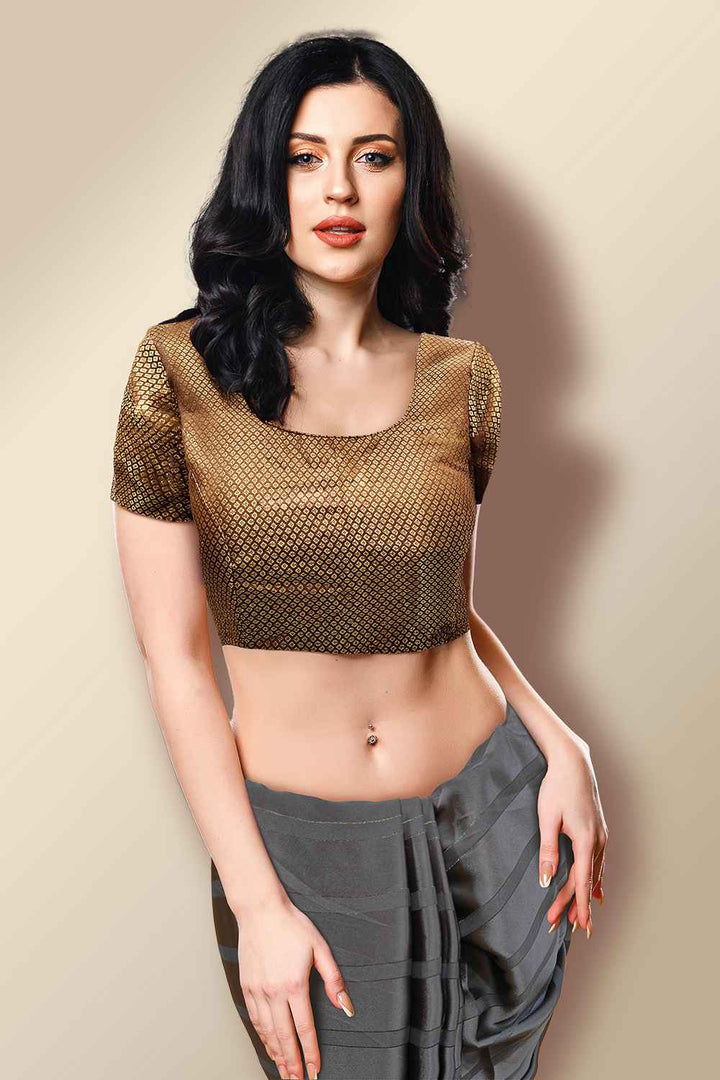 Brown Short Sleeve Blouse