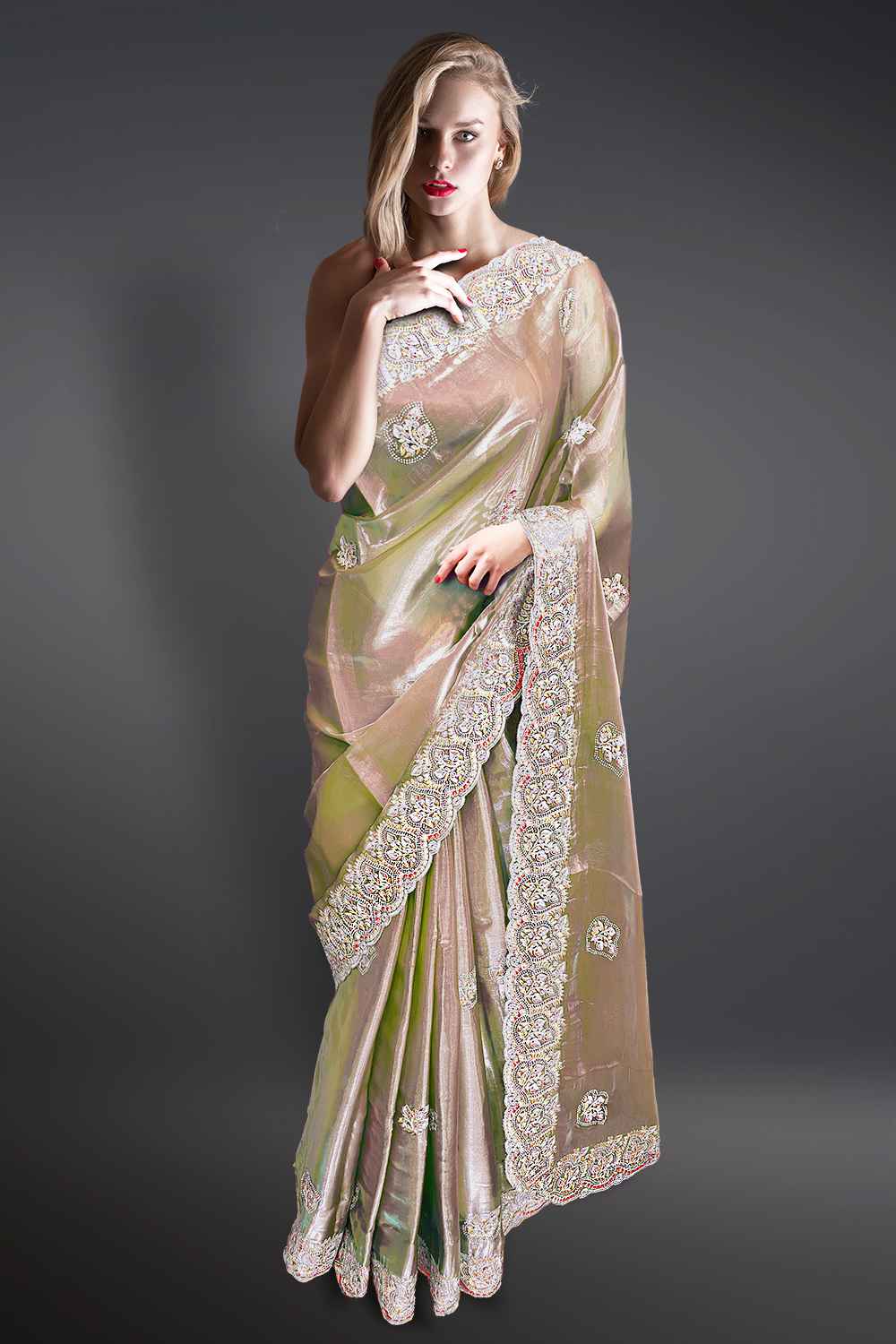 Copper Colour Border Saree