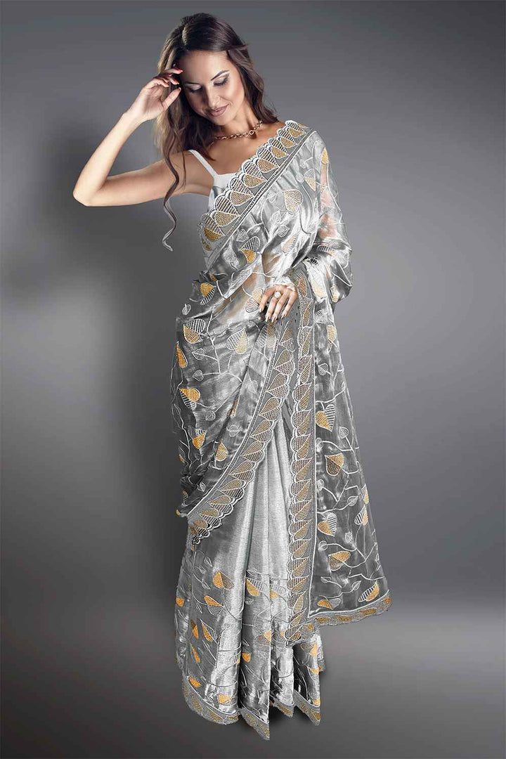 Fancy Embroidery Saree