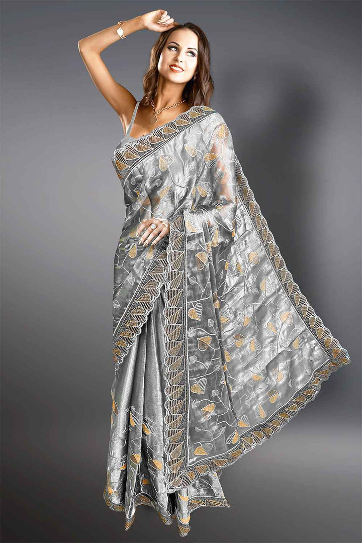 Fancy Embroidery Saree