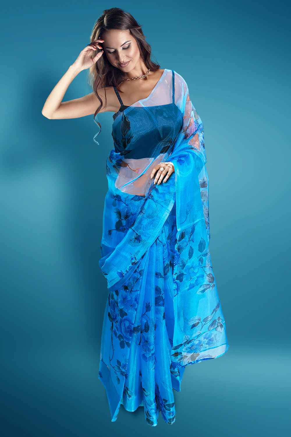 Floral Organza Saree