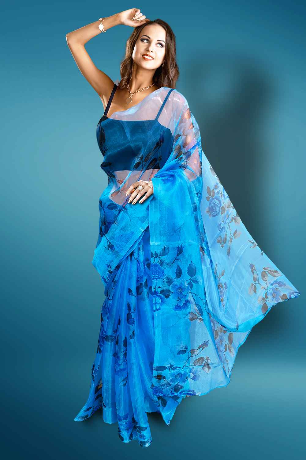 Floral Organza Saree