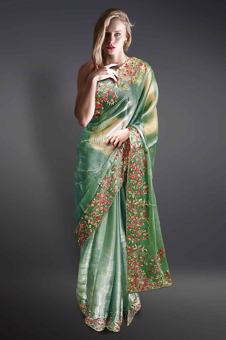 Floral Work Organza Saree