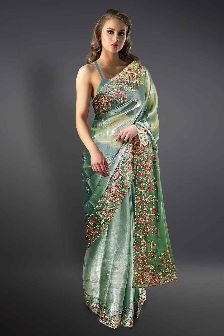 Floral Work Organza Saree