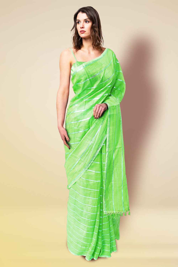 Green Cotton Saree