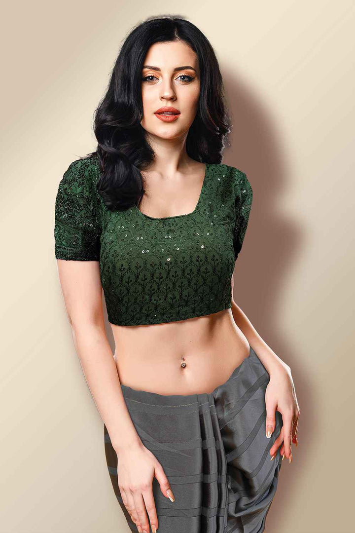 Green Embroidered Blouse