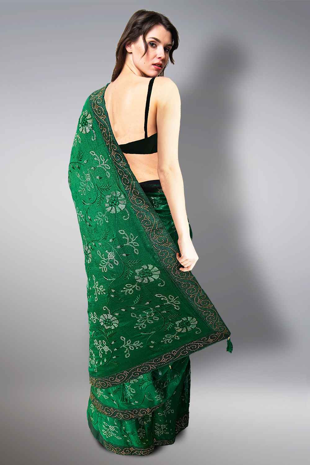 Green Embroidered Saree