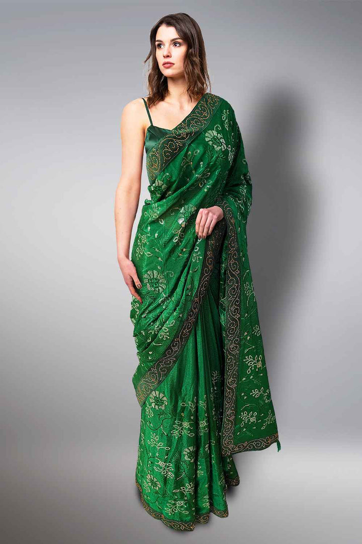 Green Embroidered Saree