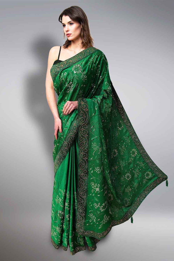 Green Embroidered Saree