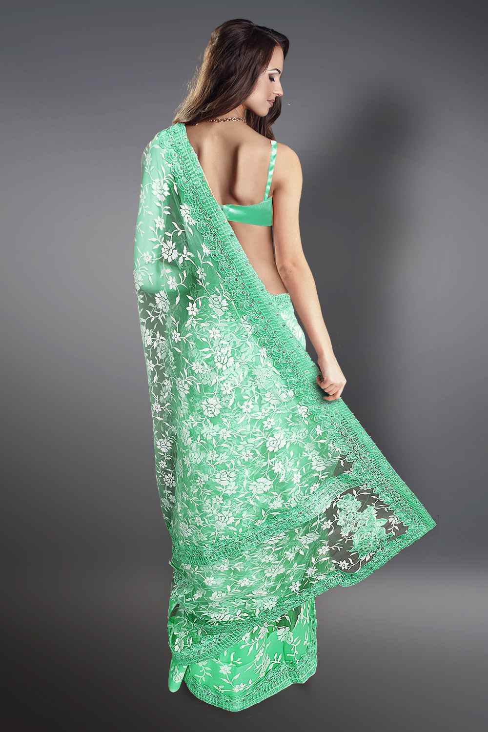 Green Floral Saree