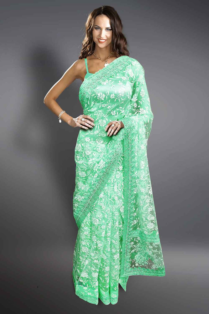 Green Floral Saree