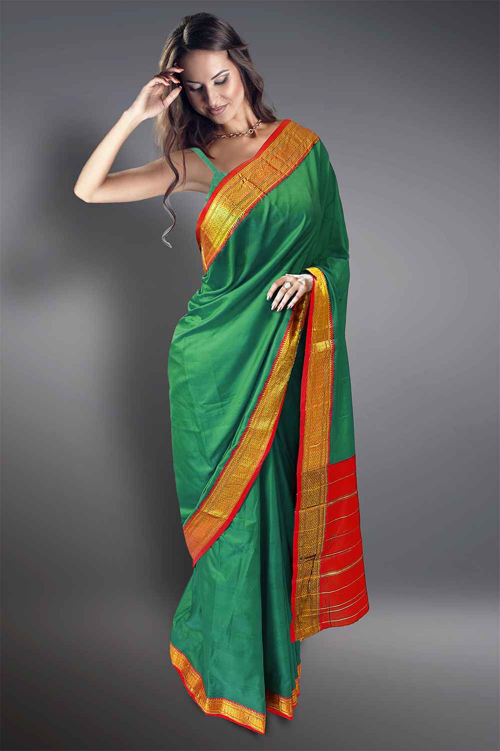 Classy Color Comination Benarasi Kubera Pattu Silk Saree with Stitched sold Blouse Size 34 Extends to 40! Ready To Ship from Texas, USA!