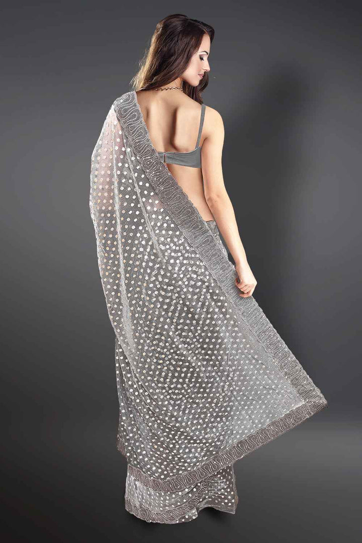 Grey Silver Saree
