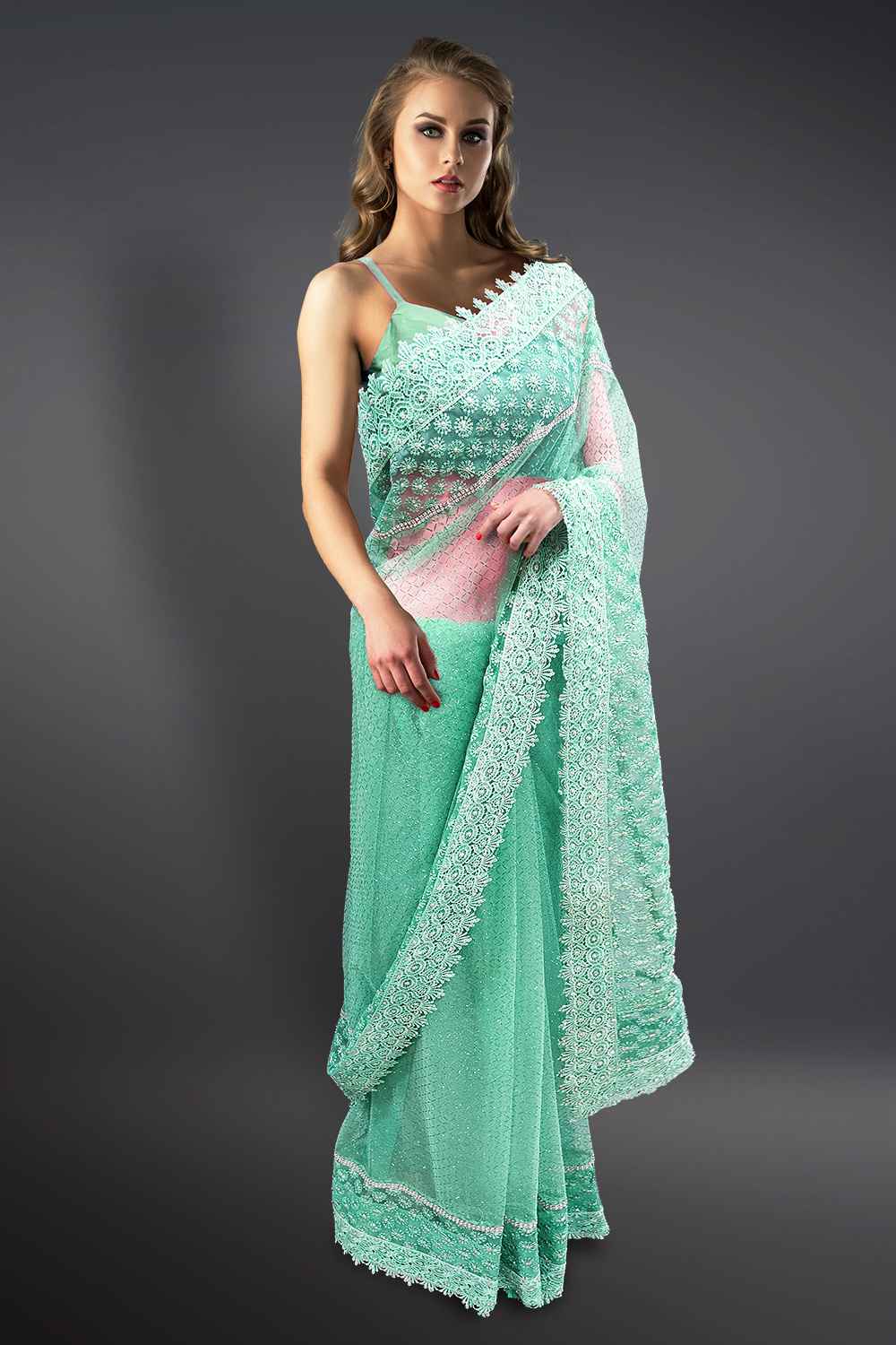 Heavy Work Net Saree