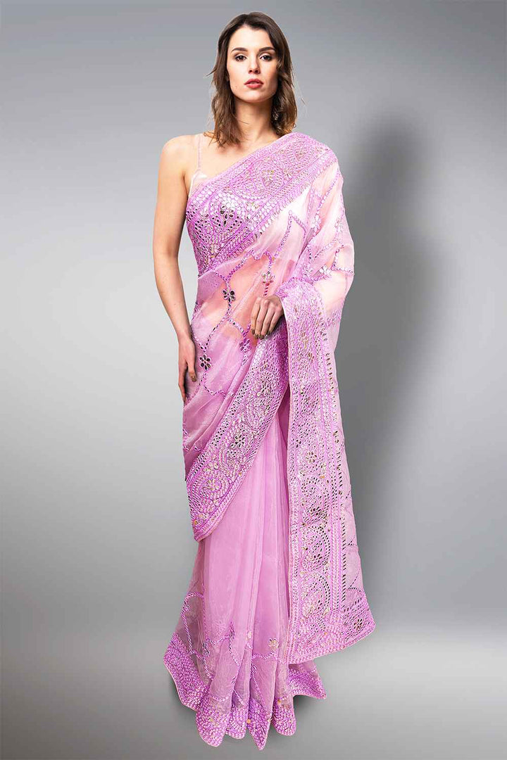 Lilac Organza Saree