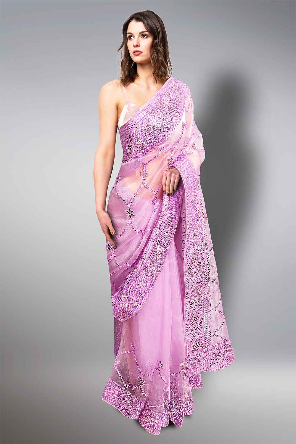 Lilac Organza Saree