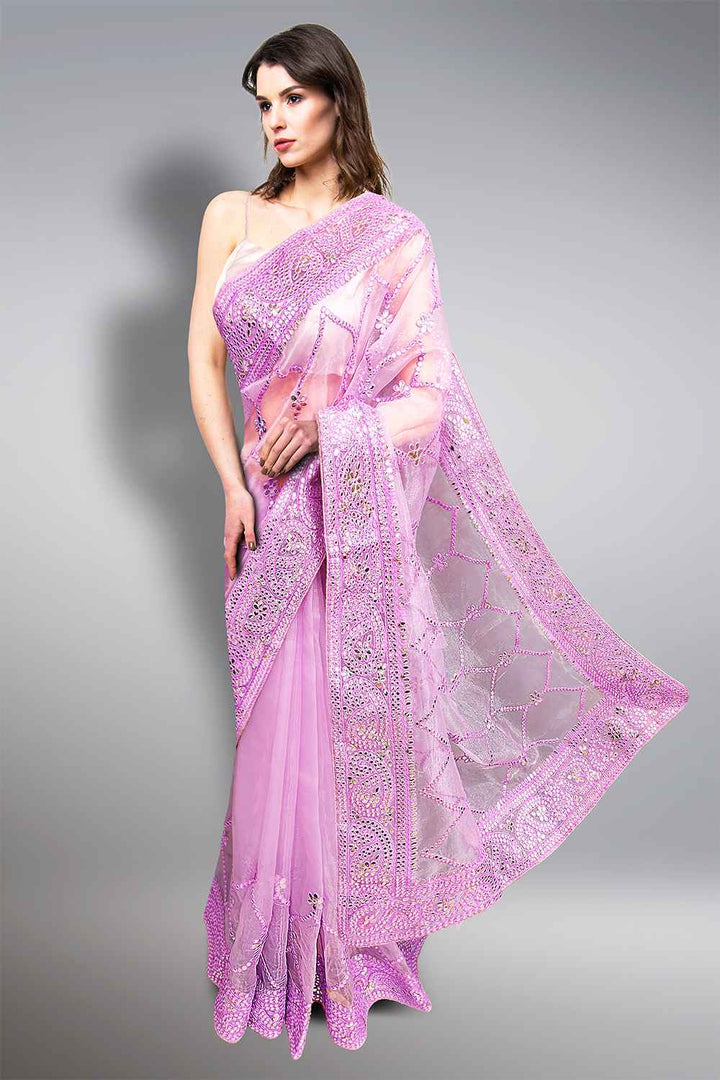 Lilac Organza Saree