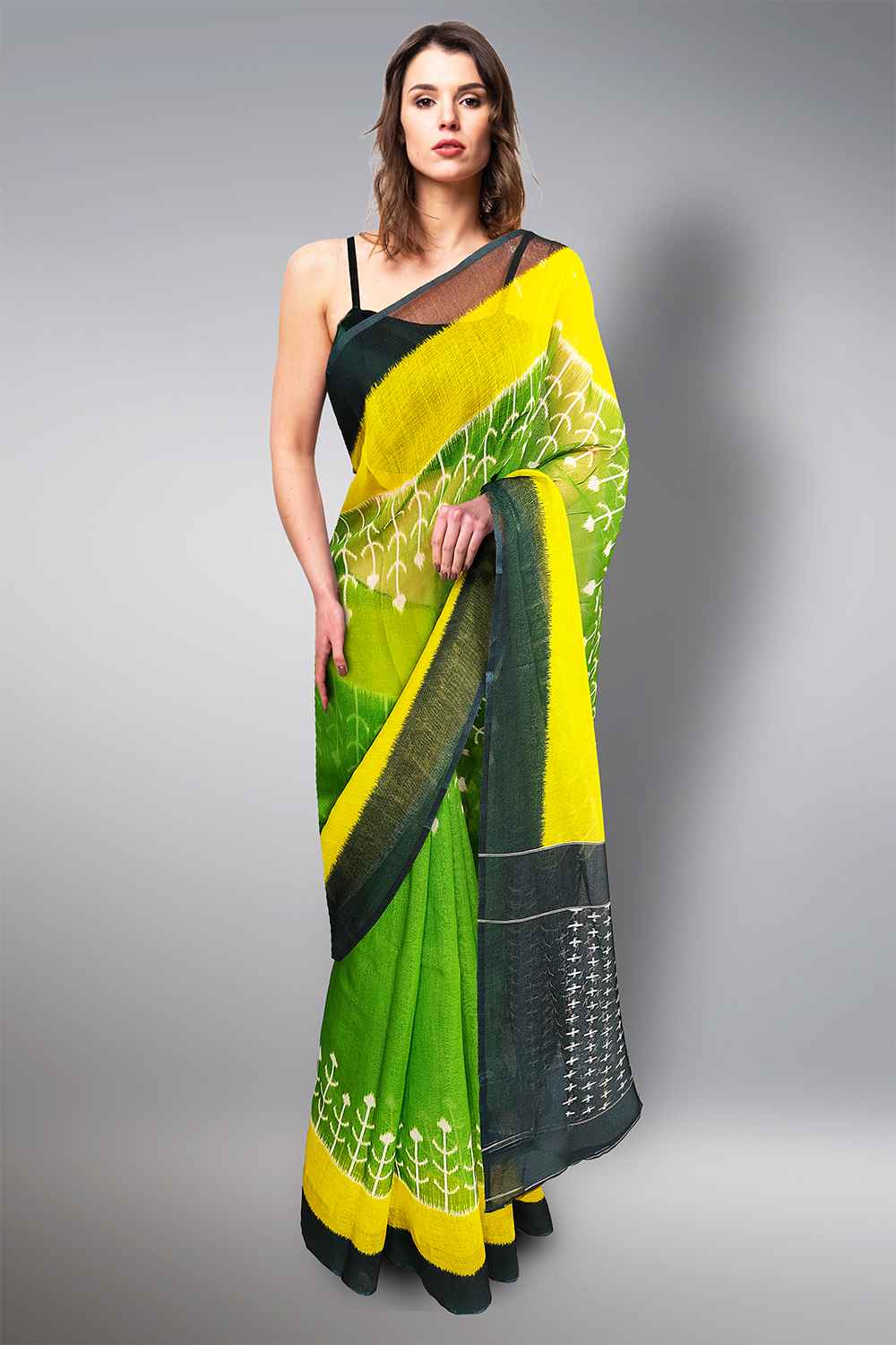 Lime Green Saree