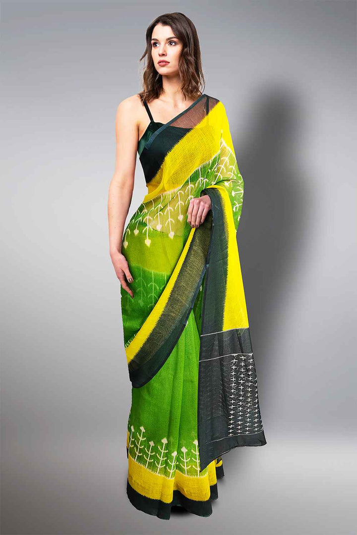 Lime Green Saree