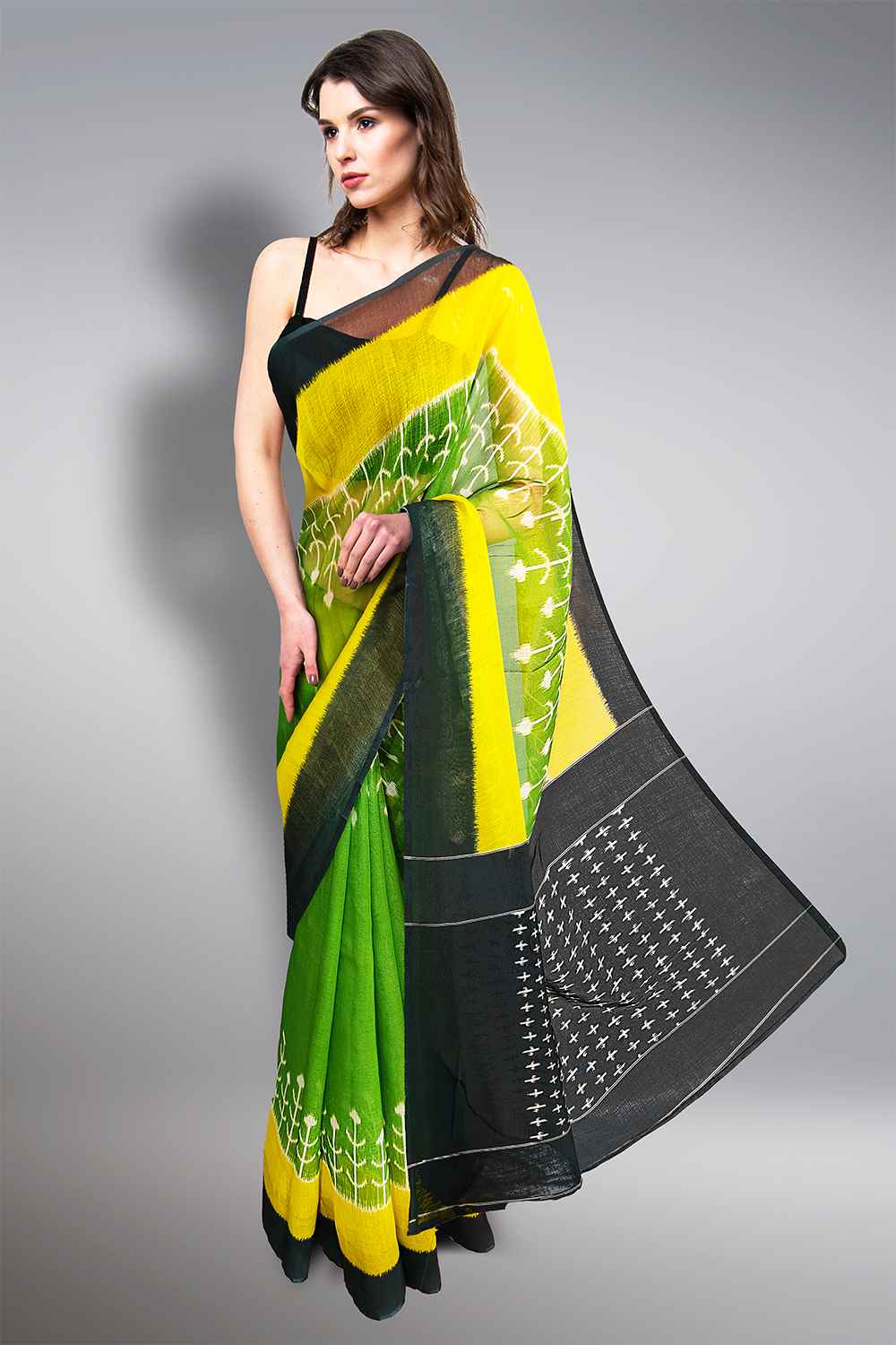 Lime Green Saree