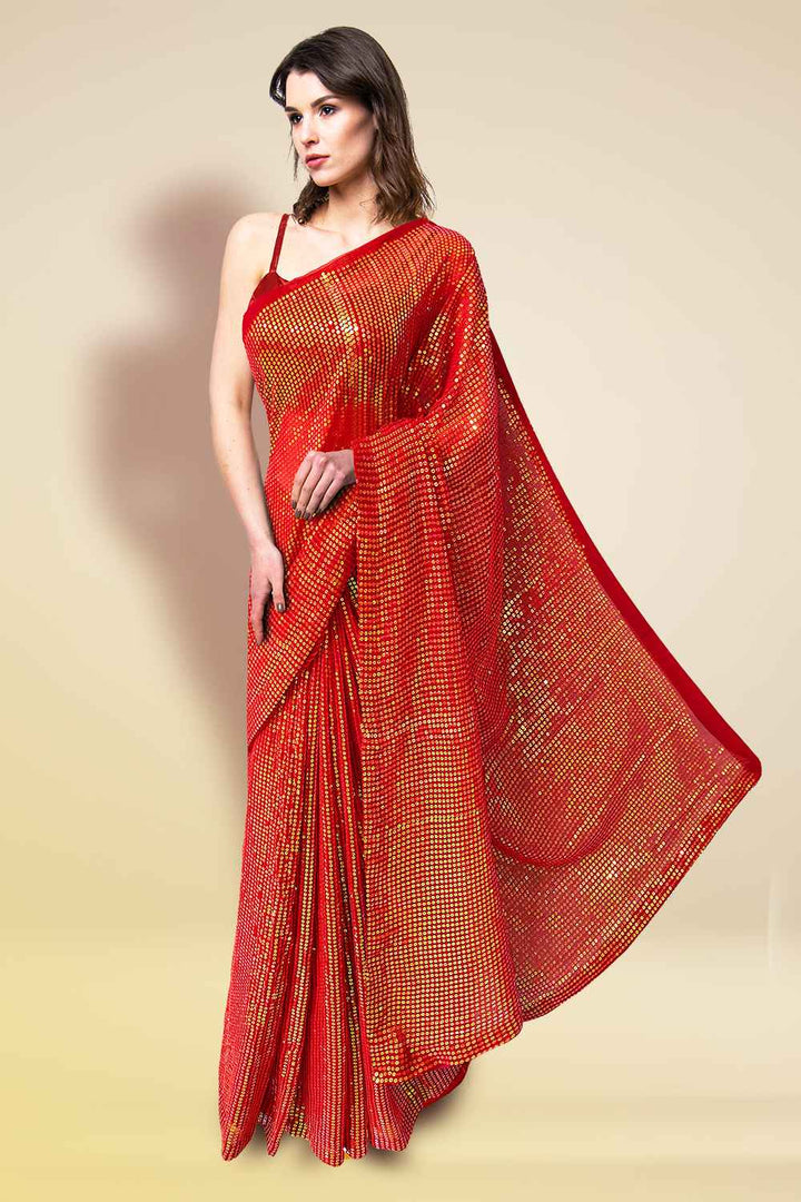 Maroon Sequin Saree