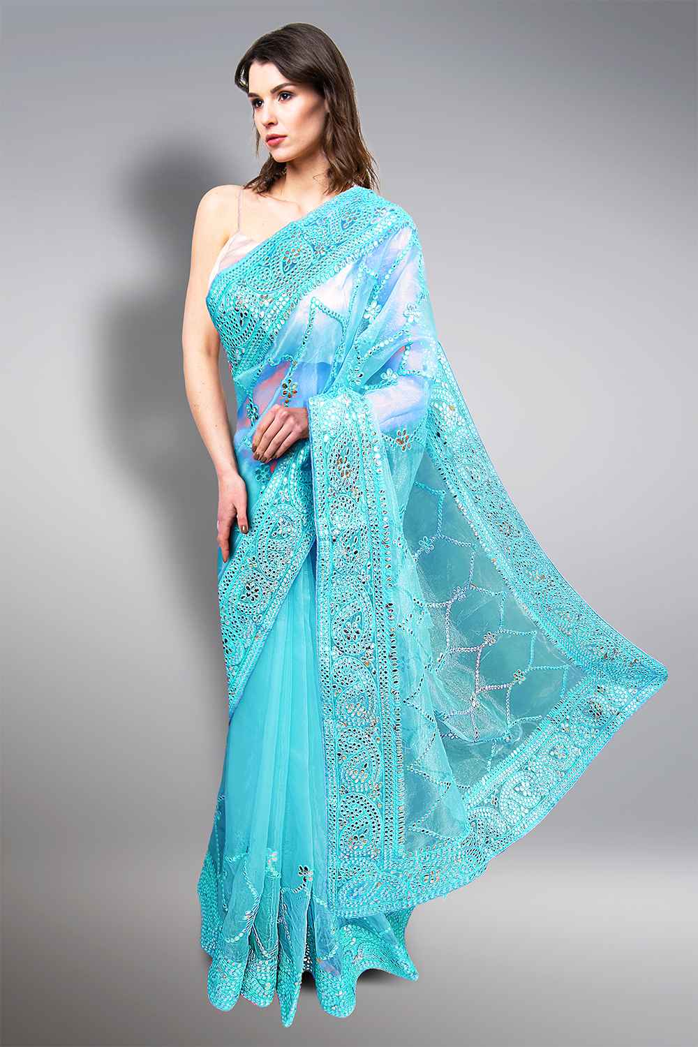 Mirror Organza Saree