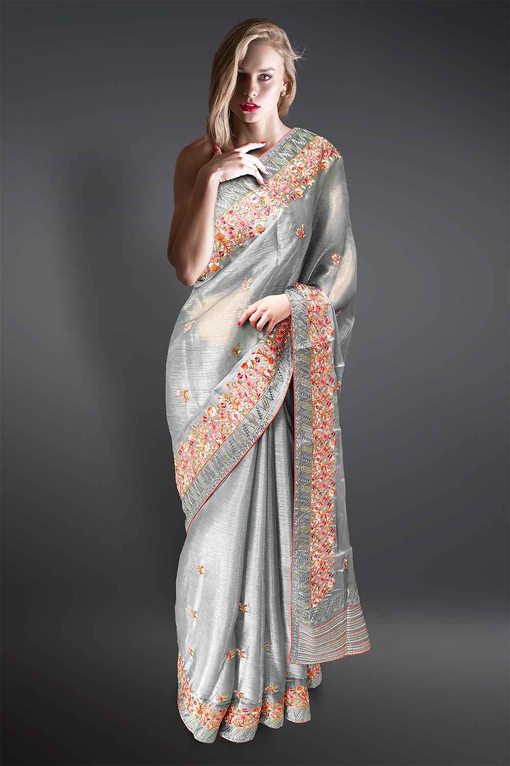 Modern Floral Work Saree