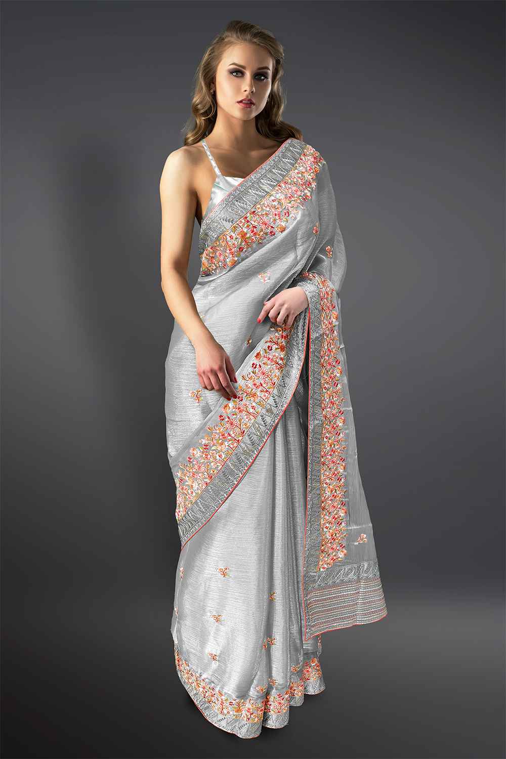 Modern Floral Work Saree