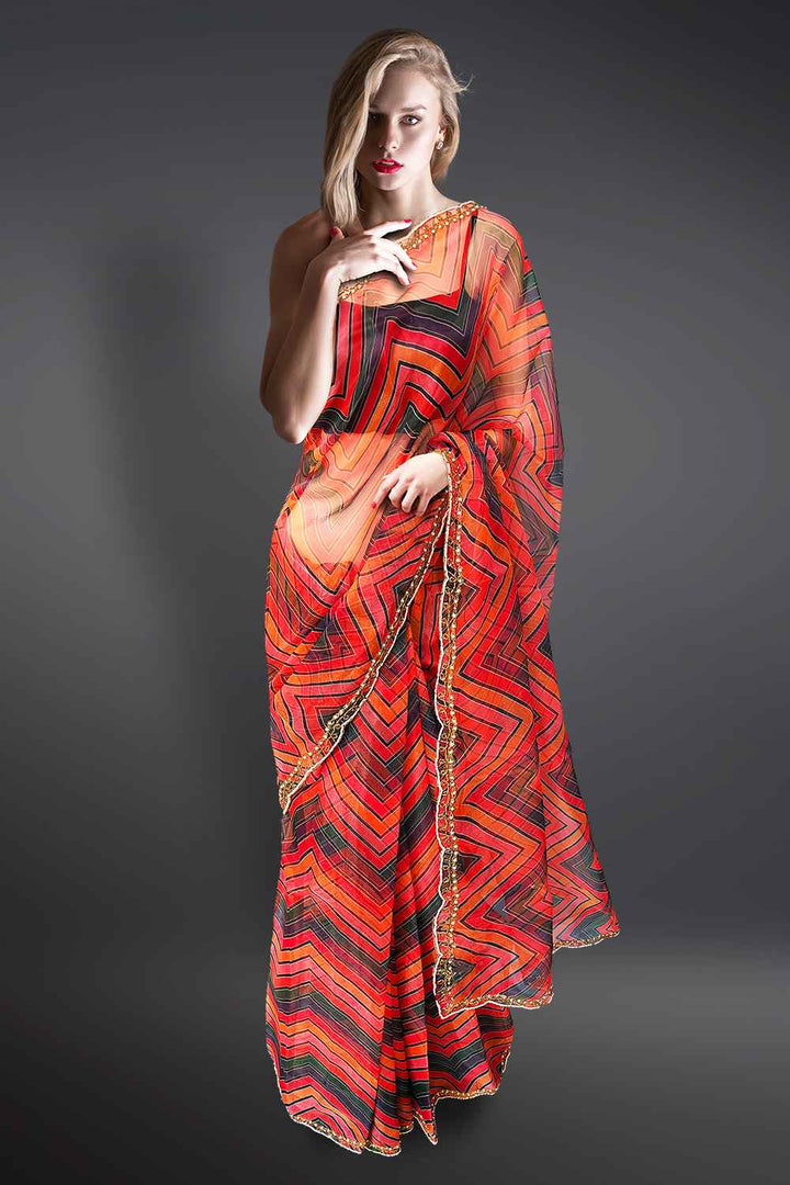 Multicolor Striped Saree