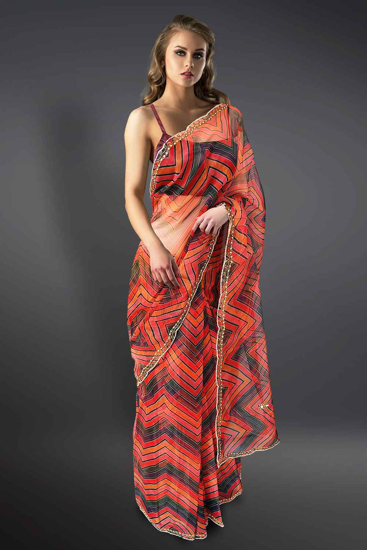 Multicolor Striped Saree