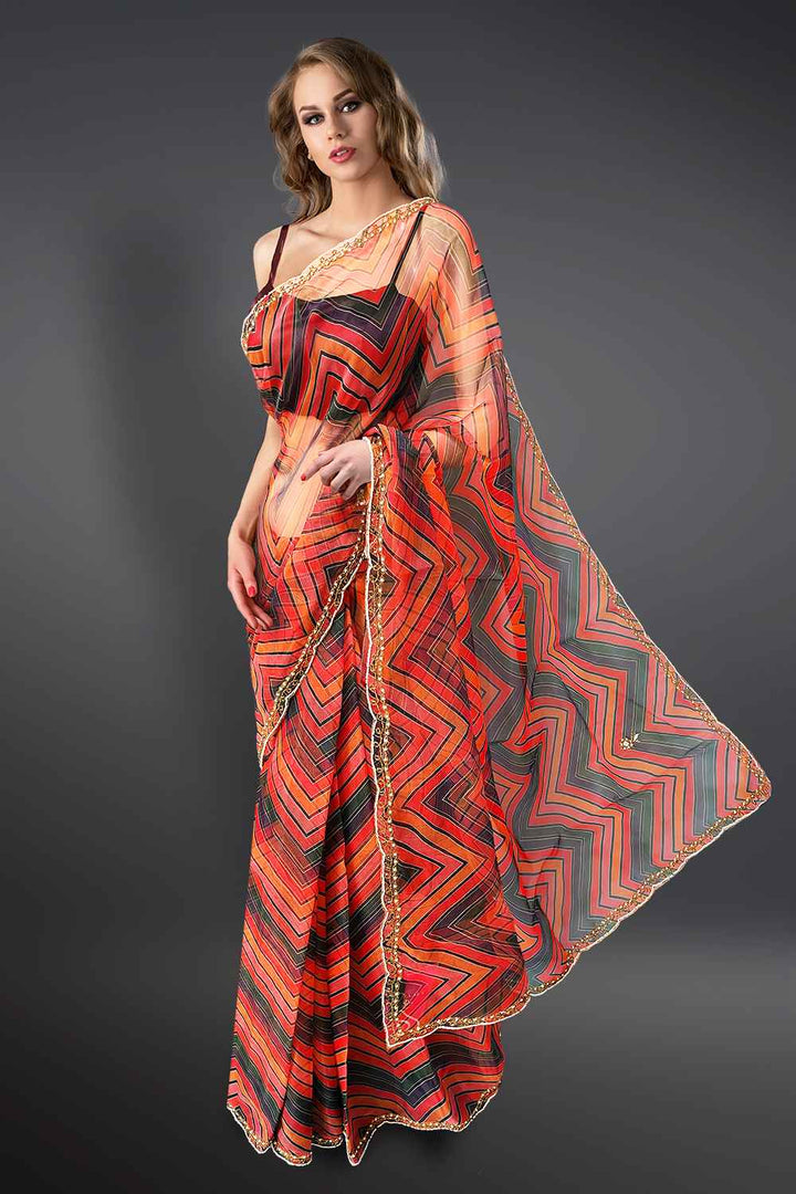 Multicolor Striped Saree